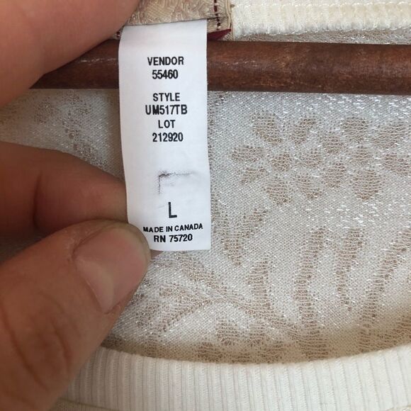 Buckle BKE long sleeve cotton white lace design crew neck top-Large - Picture 2 of 11